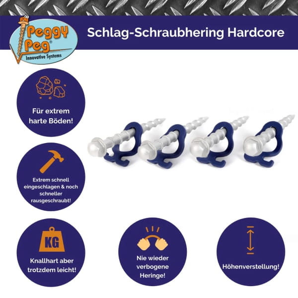 Peggy Peg Schlagschraubhering HC 15 cm mit Haken - Zeltheringe 4er Set - Bild 7 Peggy Peg Schlagschraubhering HC 15 cm mit Haken - Zeltheringe 4er Set - Bild 7