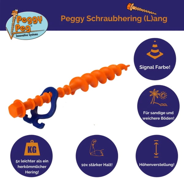 Peggy Peg Schraubhering Long 31 cm mit Haken - Heringe 2er Set - Bild 8