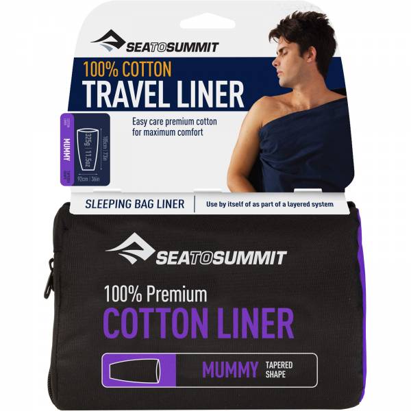 Sea to Summit Premium Cotton Travel Liner Mummy - Inlet navy blue - Bild 1 Sea to Summit Premium Cotton Travel Liner Mummy - Inlet navy blue - Bild 1