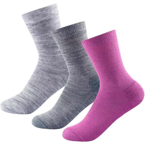 DEVOLD Women's Daily Medium Sock - Socken dark grey-light grey-magenta - Bild 1