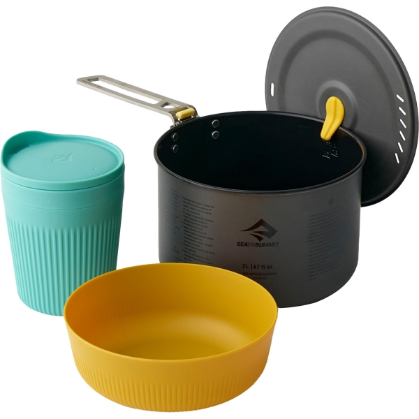 Sea to Summit Frontier UL One Pot Cook Set - 2L Pot + Medium Bowl + Insulated Mug blue-yellow - Bild 1