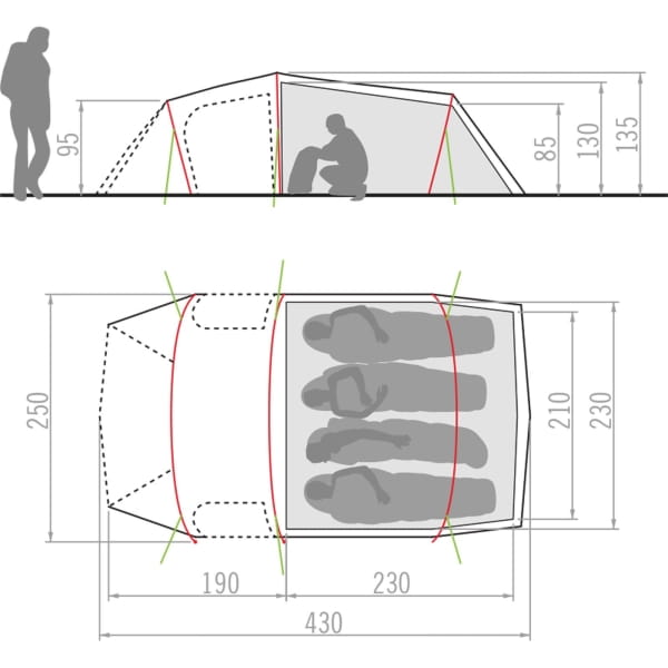 VAUDE Allround Ferret XT 4P - Vier Personen Zelt agave - Bild 12