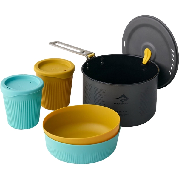 Sea to Summit Frontier UL One Pot Cook Set - 2L Pot + 2 Medium Bowls + 2 Cups blue-yellow - Bild 1